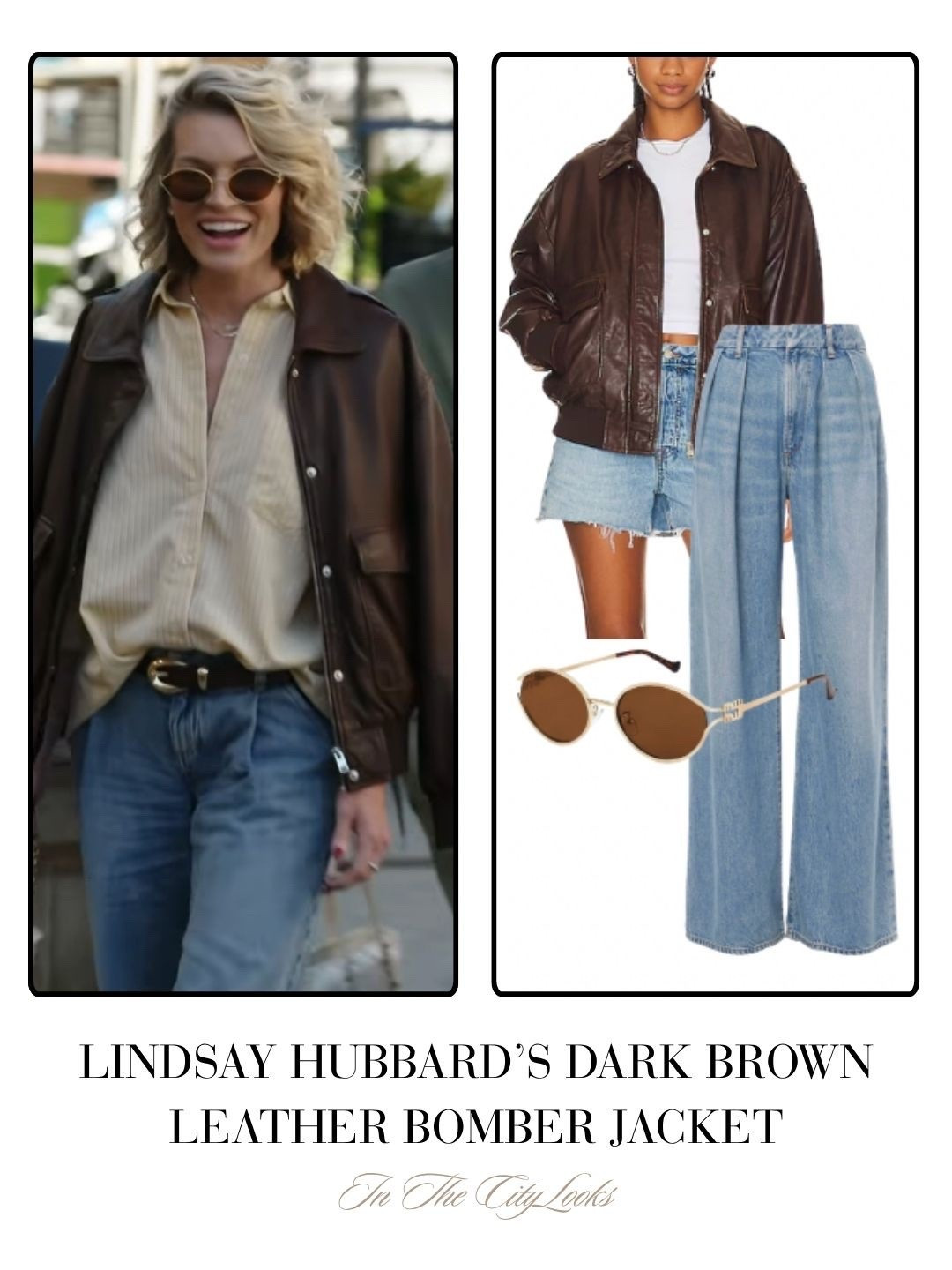 Lindsay Hubbard’s Dark Brown Leather Bomber Jacket