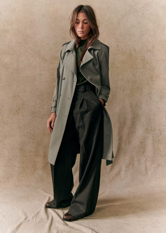 Scott Trench Coat - Khaki - Organic Cotton - Sézane | Sezane Paris