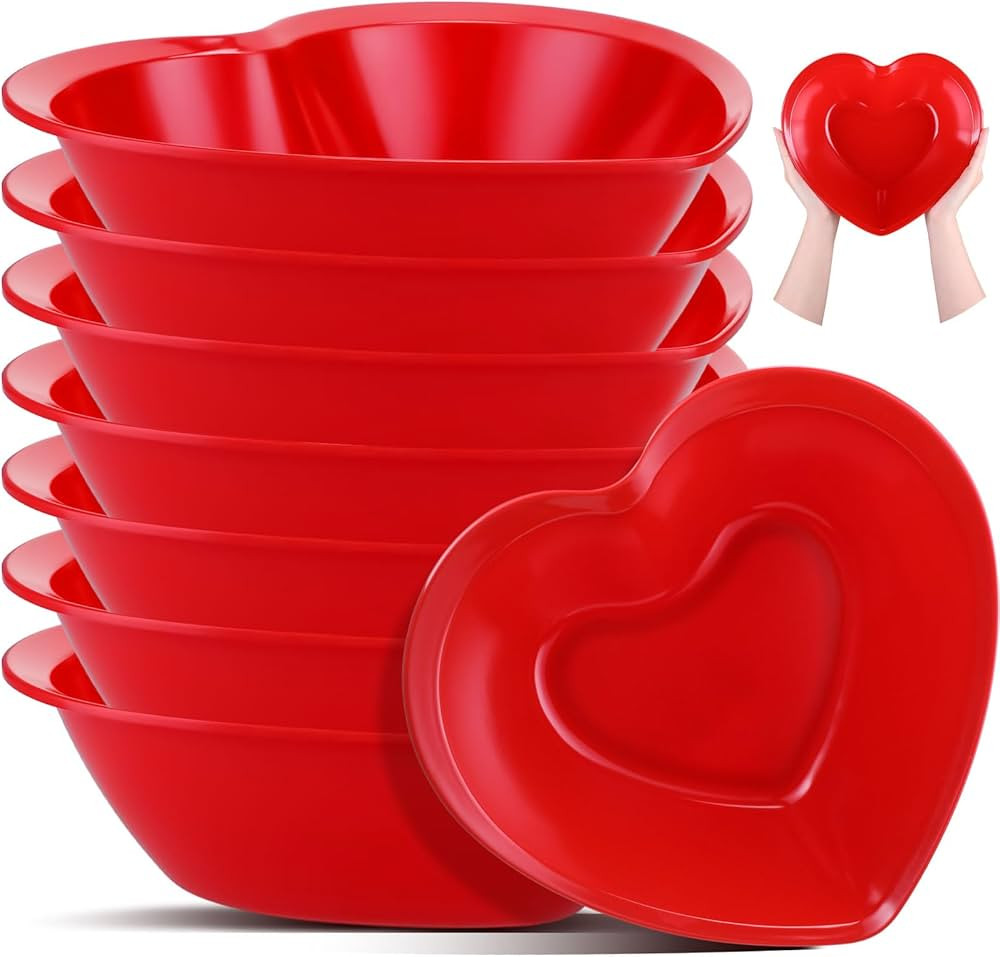 Maxcheck 10'' Big Size Valentine's Day Heart Shaped Deep Bowls, Unbreakable Melamine Bowls Desser... | Amazon (US)