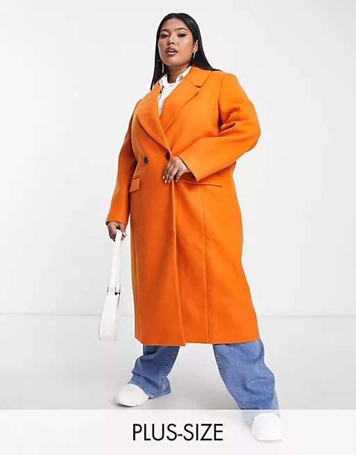 Forever New Curve - Geweven oversized jas in oranje | ASOS (Global)