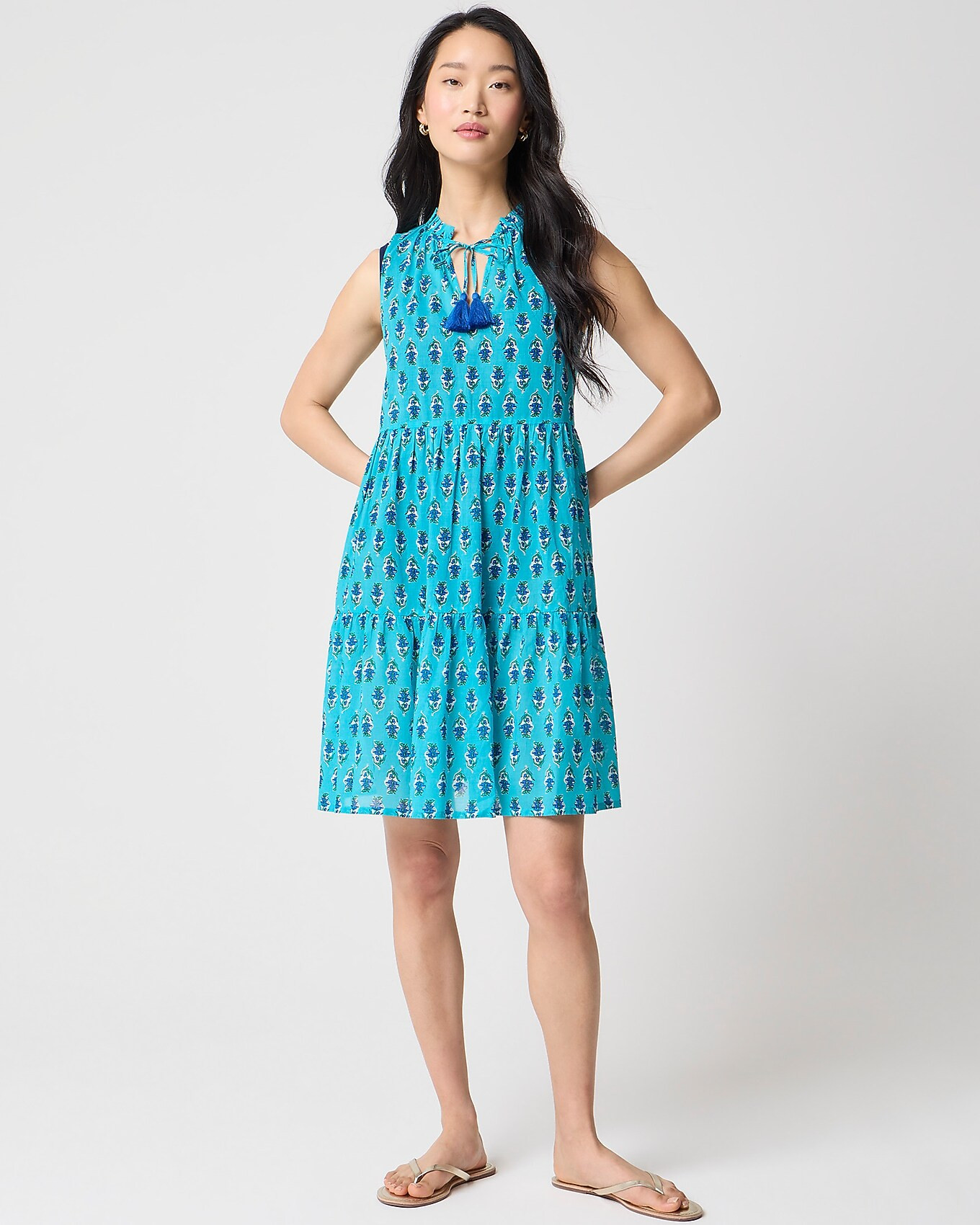 Block-print tiered cover-up | J.Crew Factory