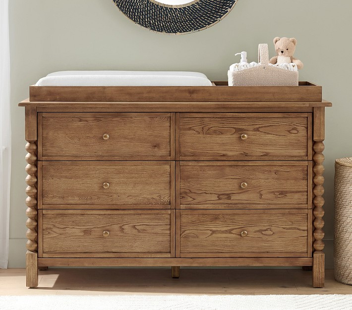 Chris Loves Julia Stacked Ball 6-Drawer Changing Table (56w x 20d") | Pottery Barn Kids