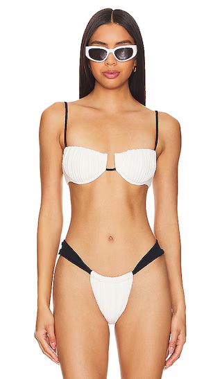 X Olivia Culpo Petal Bikini Top in Cream Terry Rib | Revolve Clothing (Global)