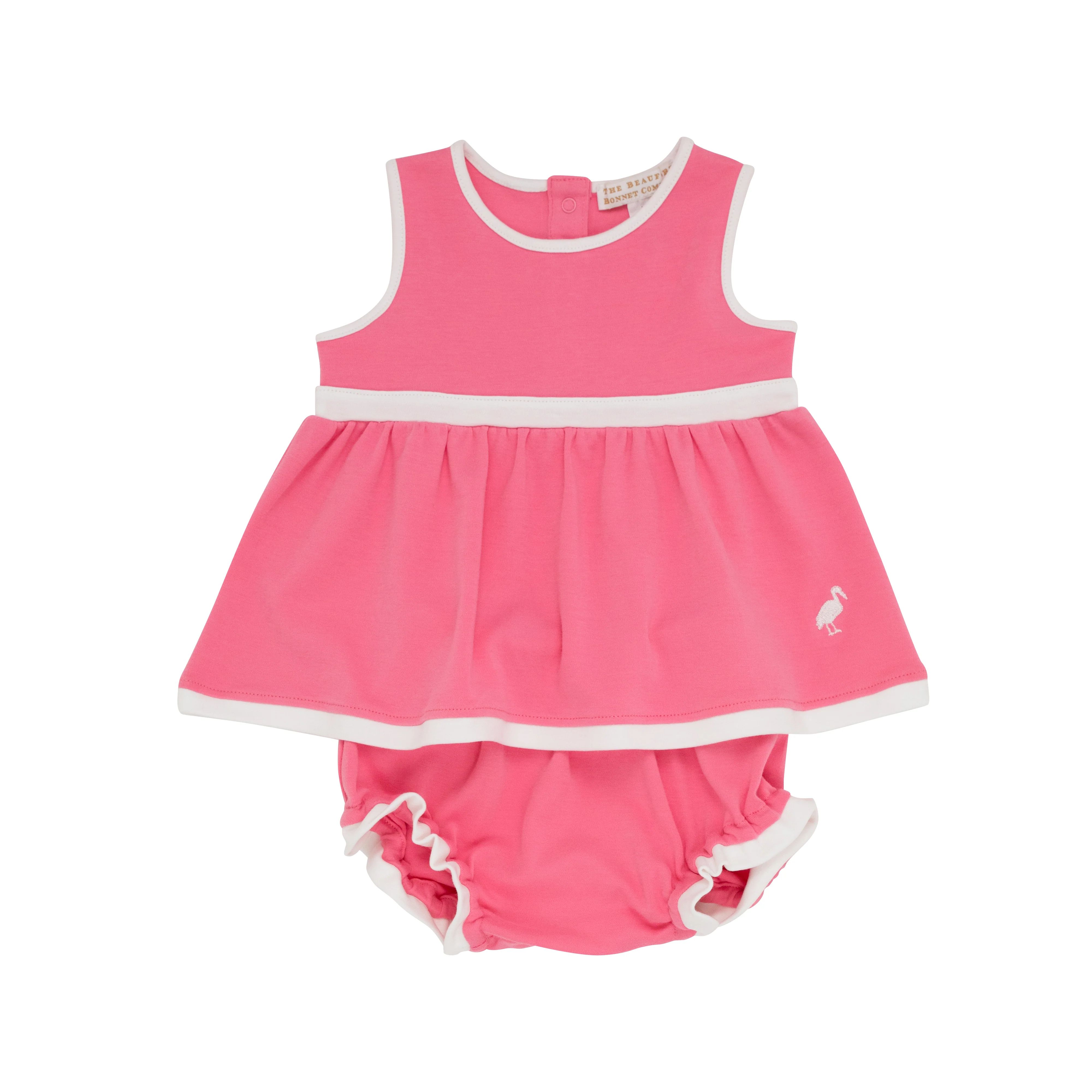 Eliza's Little Set (with bloomers) - Hamptons Hot Pink with Worth Avenue White & Worth Avenue Whi... | The Beaufort Bonnet Company