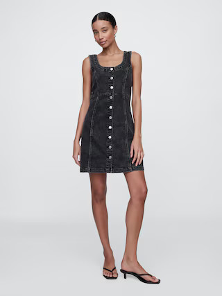 Scoopneck Button-Front Mini Dress | Gap Factory