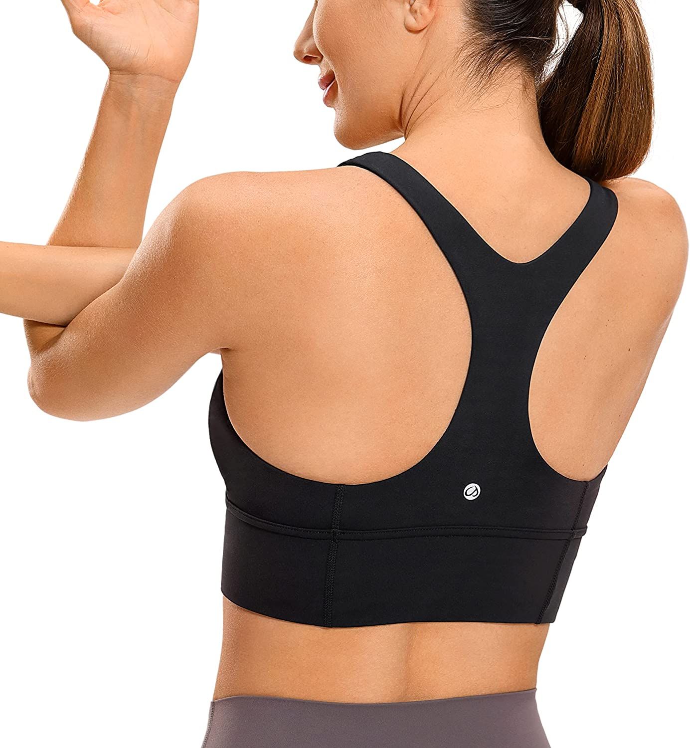 CRZ YOGA Ulti-Dry High Neck Longline Sports Bra for Women - Racerback Padded Workout Yoga Bras Wi... | Amazon (US)
