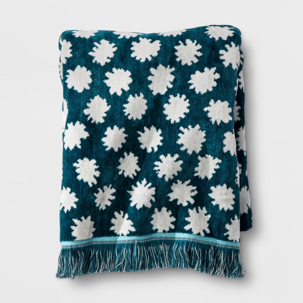 Sheered Floral Fringed Bath Towel Teal Green - Opalhouse | Target