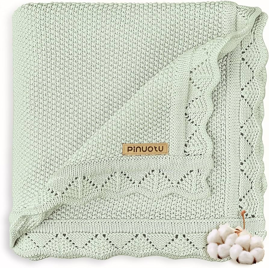 Knitted Baby Blanket for Boys & Girls, 100% Cotton Receiving Swaddle Crib & Stroller Blanket for ... | Amazon (US)