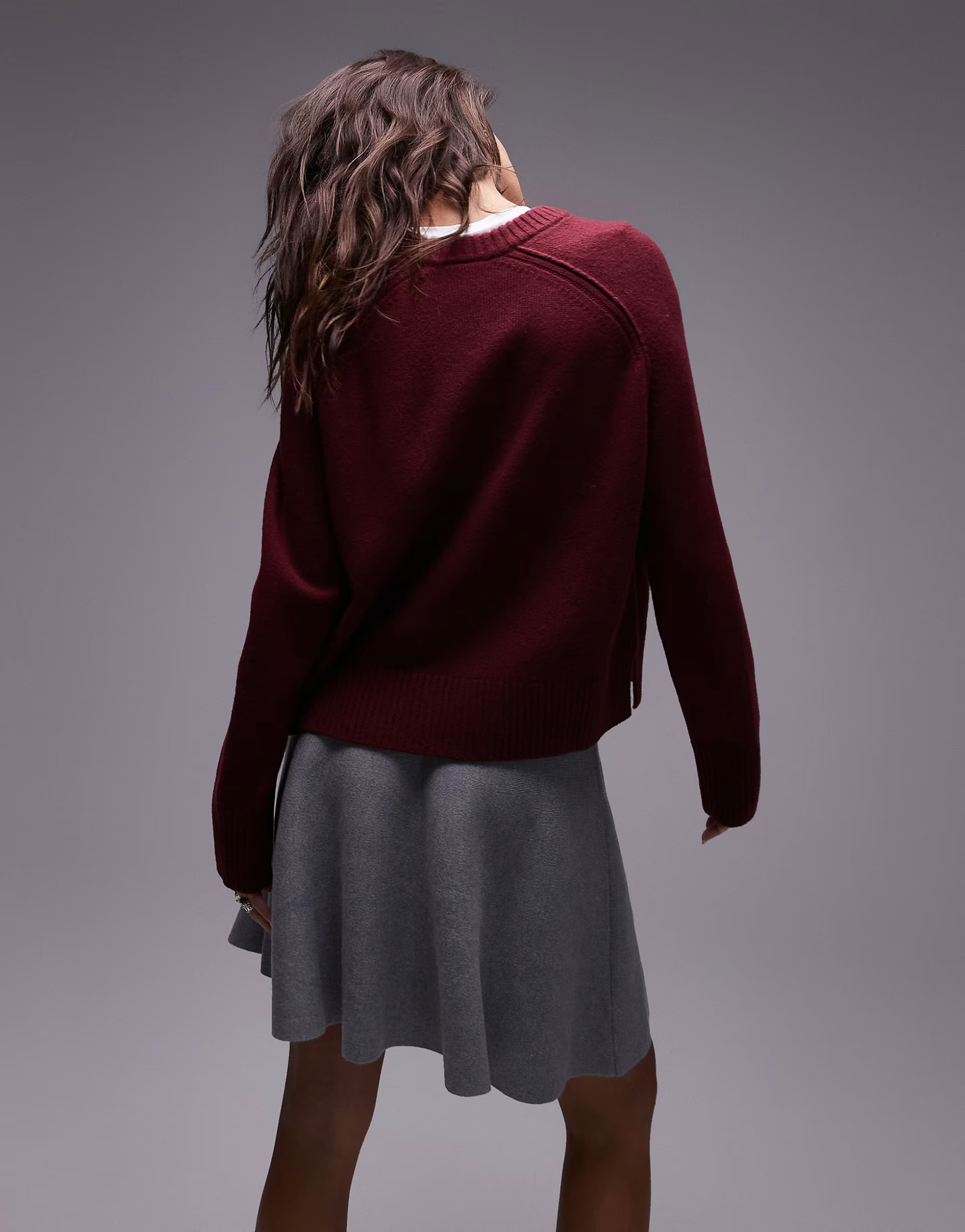 ARKET wool crew neck sweater in burgundy | ASOS (Global)