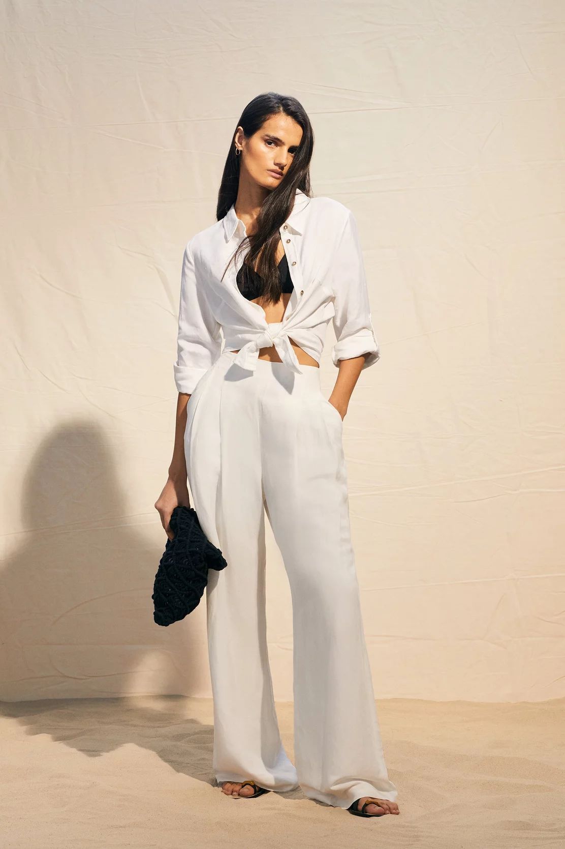 Linen Darted Wide Leg Pants | Karen Millen US