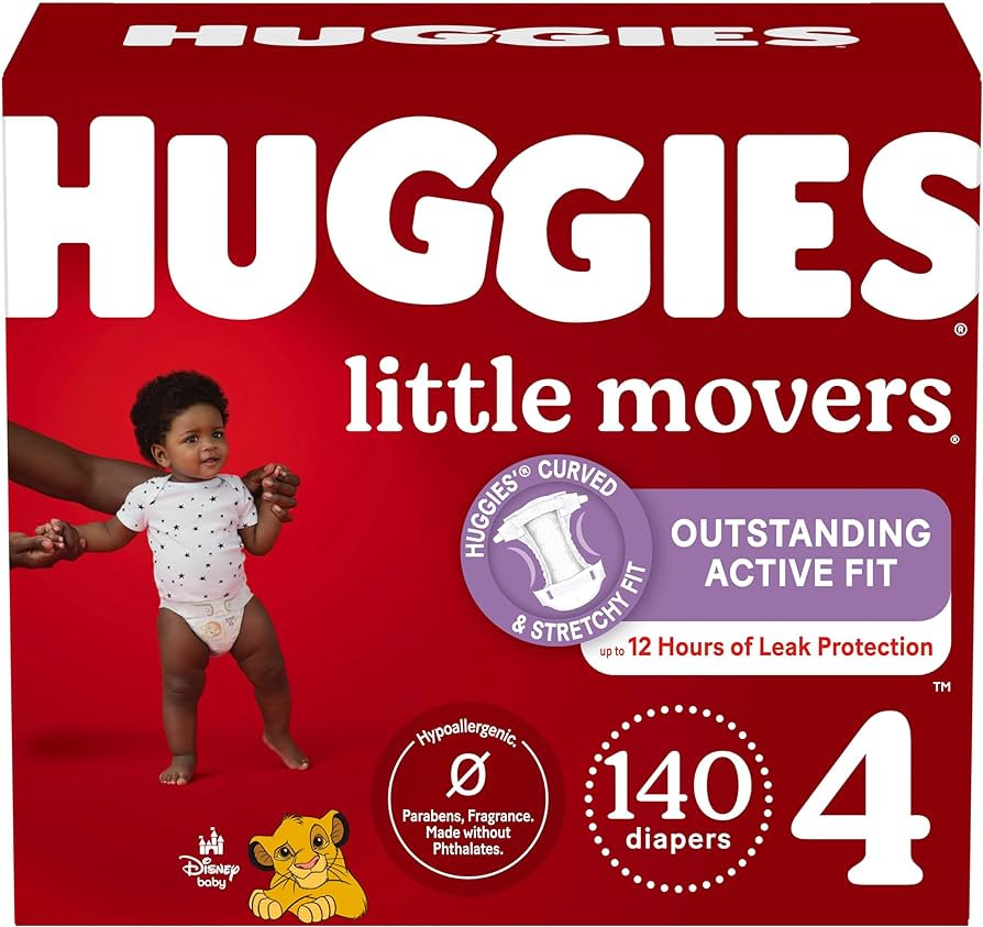 Huggies Size 4, Little Movers Disposable Diapers, Size 4 (22-37 lbs), 140 Ct (2 Packs of 70) | Amazon (US)