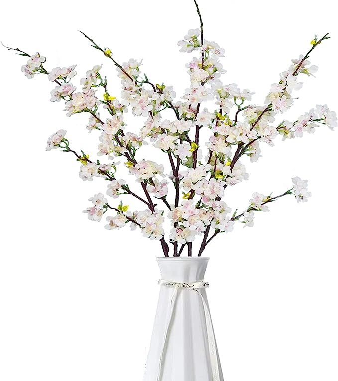 Kainonnan 4Pcs Artificial Cherry Blossom Flowers 43 Inch Long Stem Cherry Blossom Decor Fake Flow... | Amazon (US)