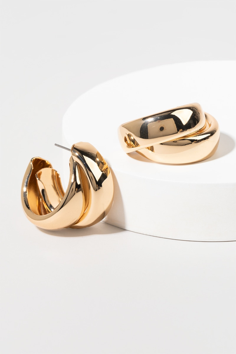 Emelia Thick Gold Hoops | Francesca's