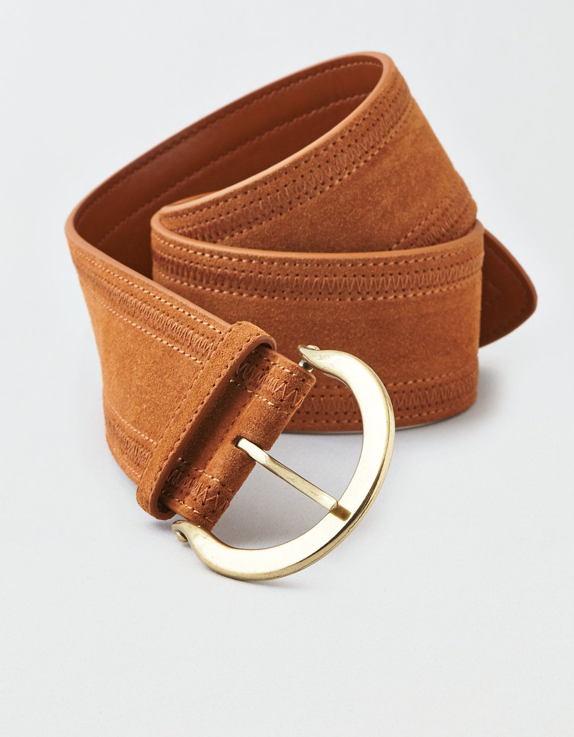 AEO Wide Stitched Waist Belt, Amber Brown | American Eagle Outfitters (US & CA)