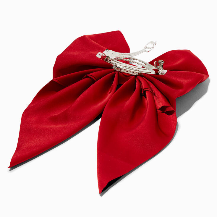 Red Satin Bow Barrette Hair Clip | Claire's (US)