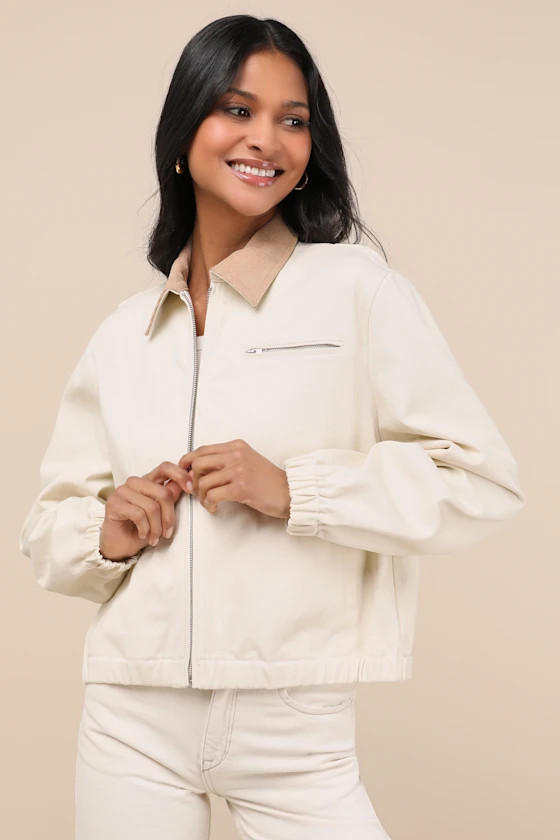 Haimi Cream Cotton Barn Jacket | Lulus
