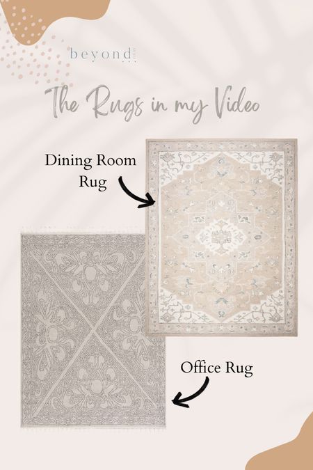 The rugs in my rug cleaning video. The office rug (birdwood rug) comes in multiple colors. I have the brown/cream (which actually looks more gray in real life)  

#LTKhome