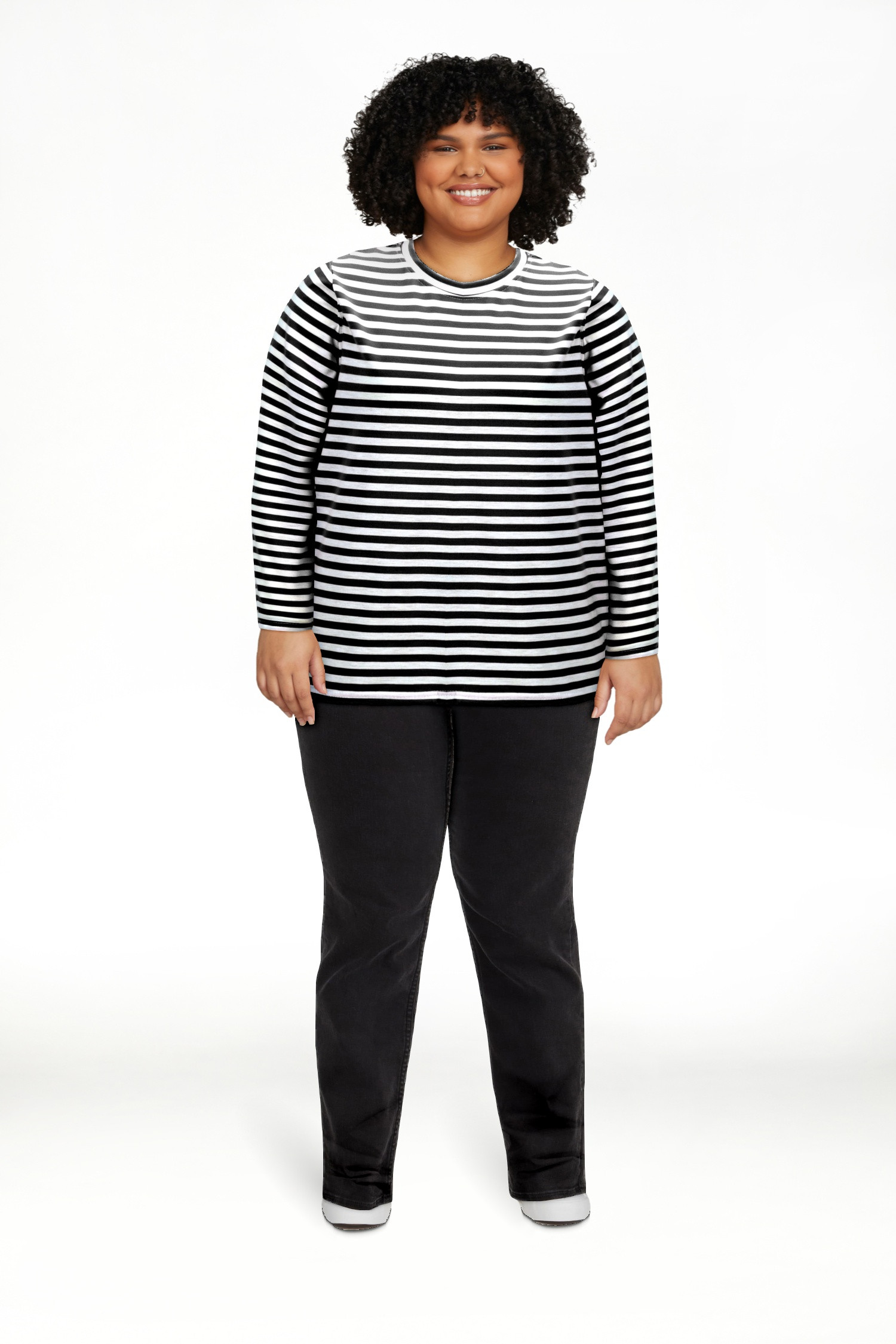 QUINDOS Striped Tops for Women Casual Long Sleeve Crew Neck Women's Spring T-shirts Tops | Walmart (US)