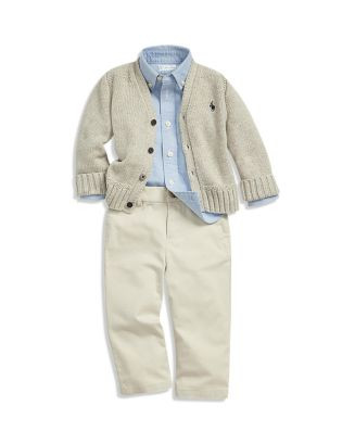 Boys' Cotton Oxford, Pants, and Cardigan Outfit - Baby | Bloomingdale's (US)