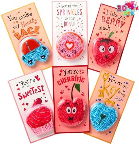 JOYIN 30 PCS Valentine's Day Gift Cards with Play Modeling Squashy Bead Foam, Fun Modeling Foam T... | Amazon (US)