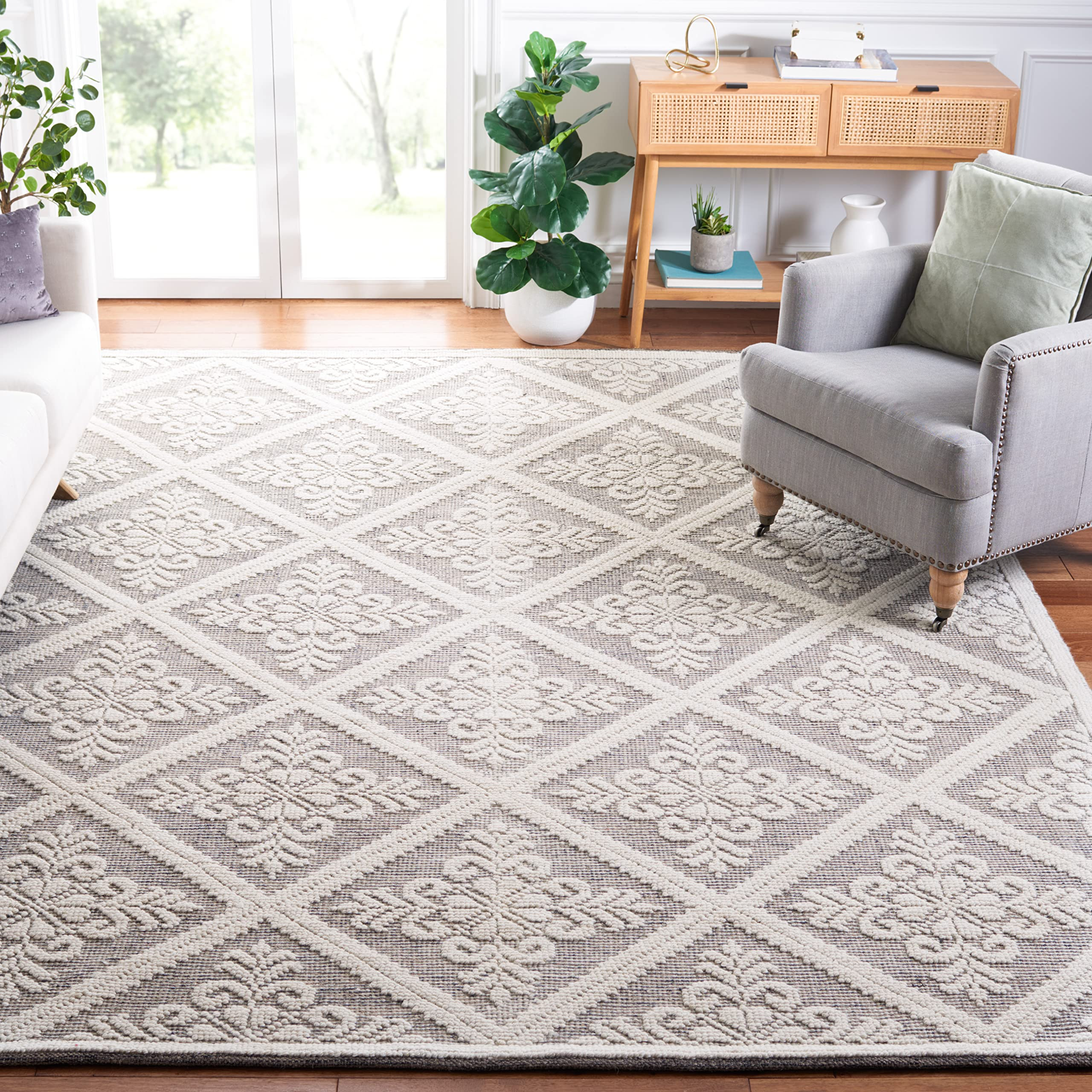 SAFAVIEH Area Rug 8x10 - Vermont Collection - Large - Ivory & Brown, Handmade Wool, Ideal for Liv... | Amazon (US)