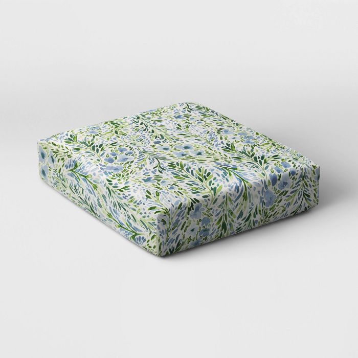 Sammamish Floral Outdoor Deep Seat Cushion DuraSeason Fabric™ Blue - Threshold™ | Target