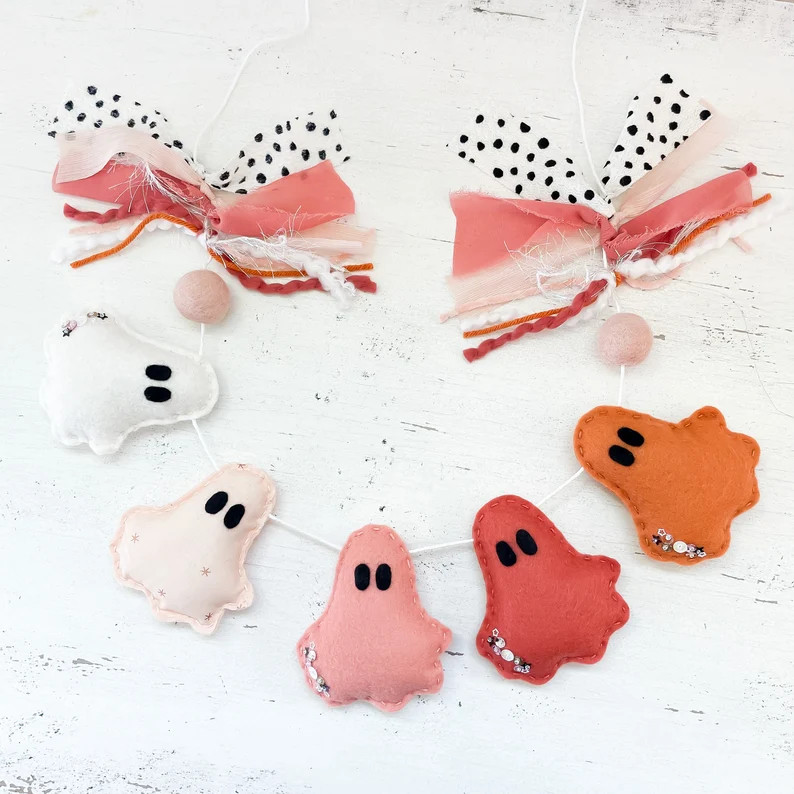 Boho Ghost Garland Felt Garland Halloween Decor - Etsy | Etsy (US)