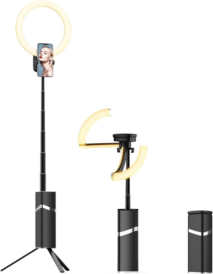 yAyusi Portable Ring Light with Stand, 4000mAh Battery Operated Cordless 10" Ring Light, Foldable... | Amazon (US)