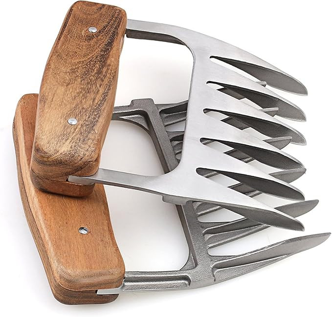 1Easylife Metal Meat Shredder Claws, 18/8 Stainless Steel Meat Forks with Wooden Handle for Shred... | Amazon (US)
