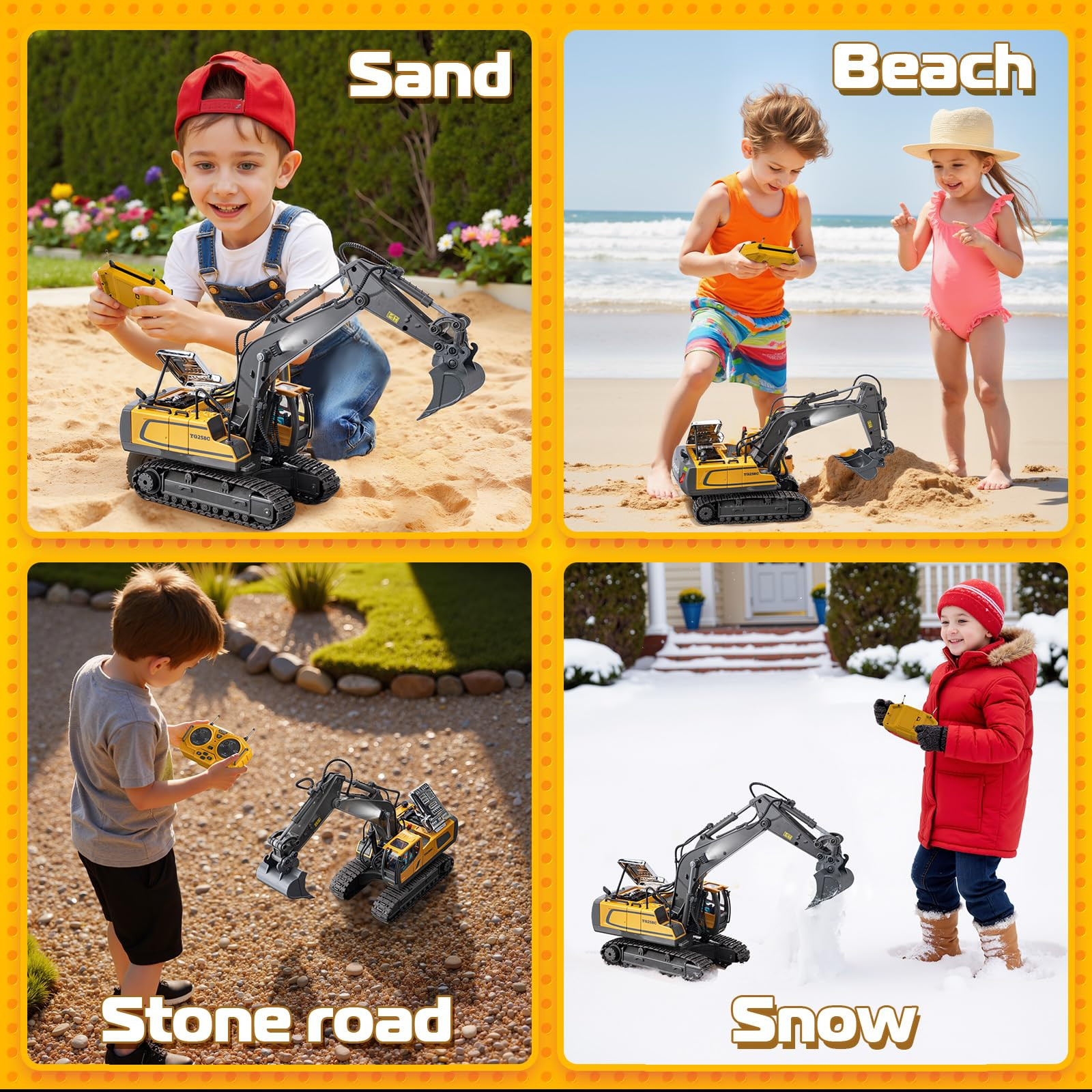 Remote Control Excavator Toys, 11 Channel 1:20 RC Construction Vehicles, 680° Rotation Hydraulic... | Amazon (US)