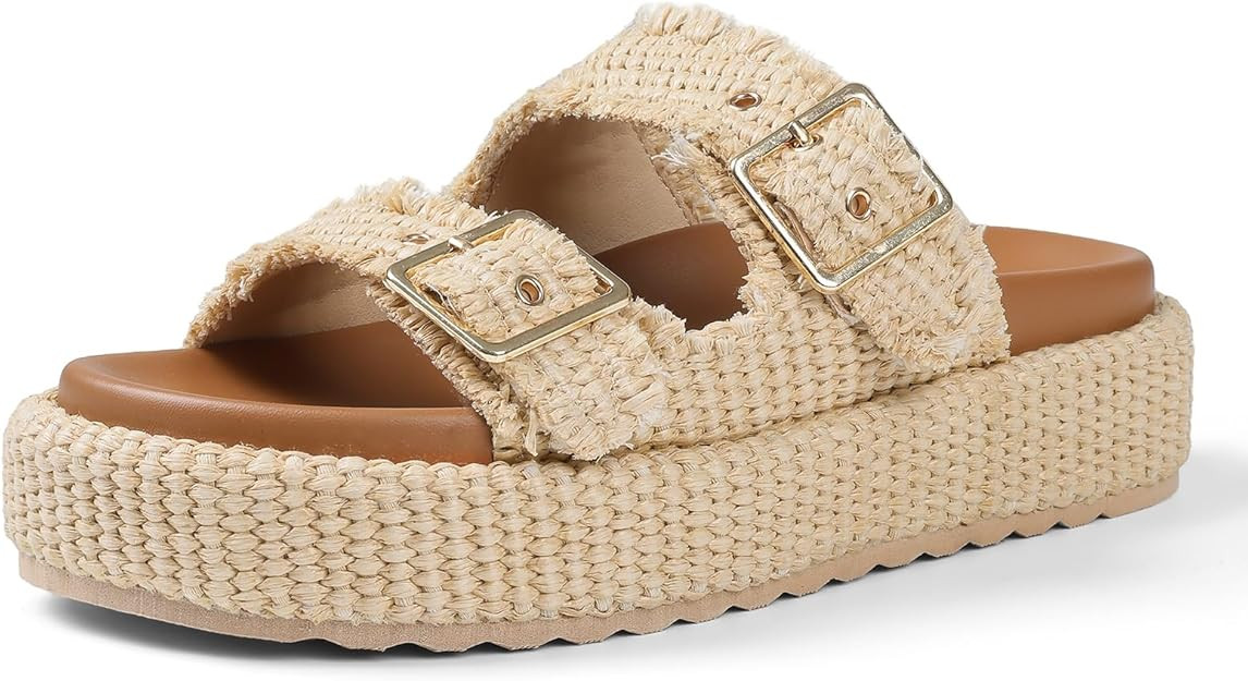 mikarka Raffia Platform Sandals for Women 2025: Resort Womens Sandals Comfortable - Summer Beach ... | Amazon (US)