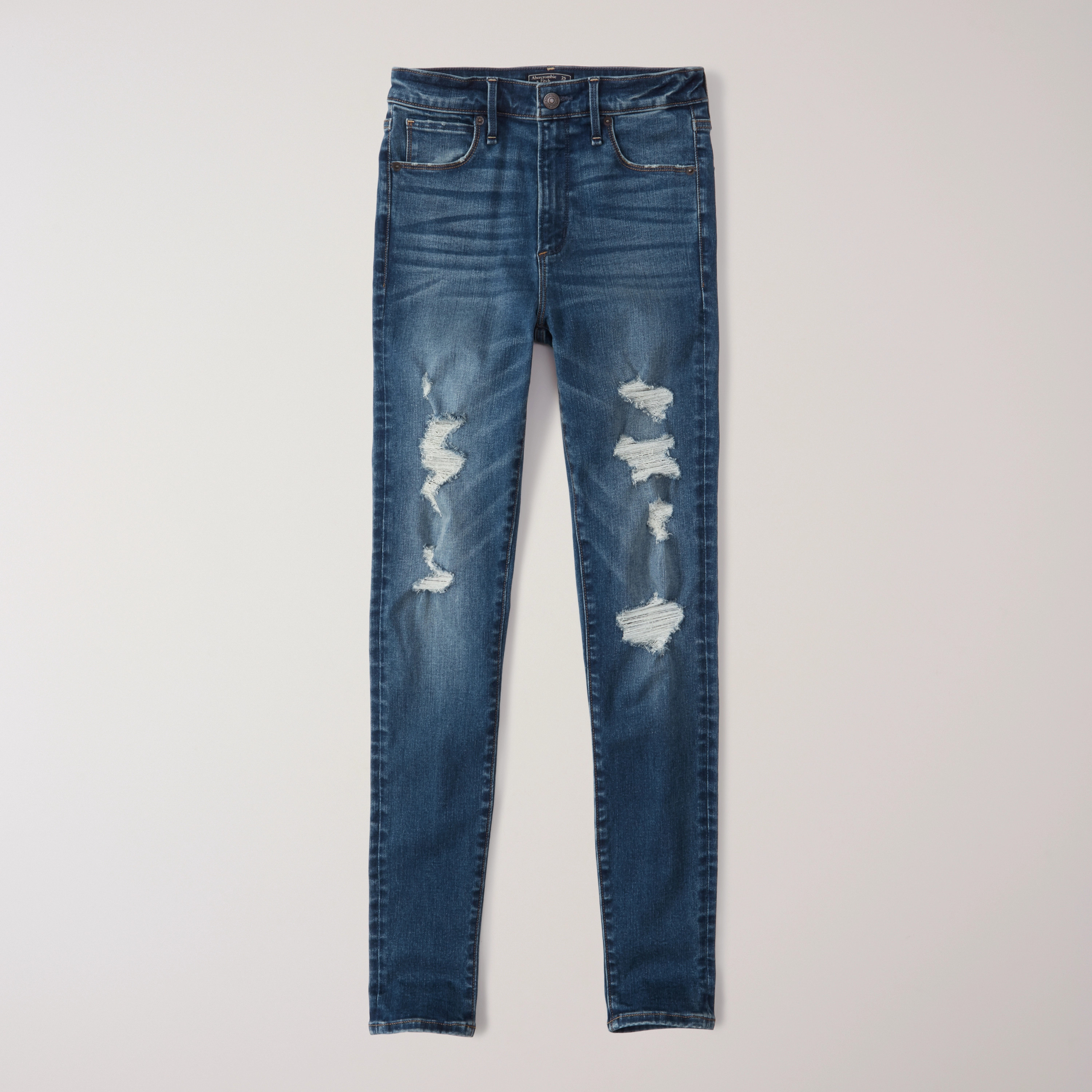 Women's Ripped High Rise Super Skinny Jeans | Women's Bottoms | Abercrombie.com | Abercrombie & Fitch (US)