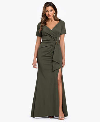 Women's Short-Sleeve V-Neck Ball Gown | Macy's