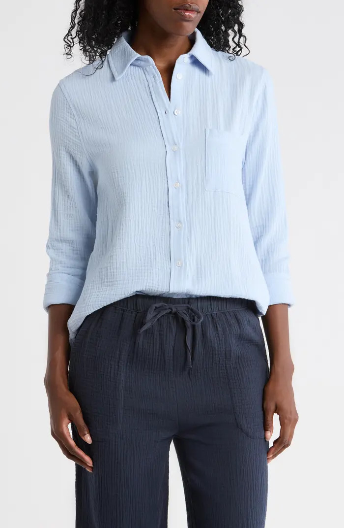 ELIE ELIE TAHARI Long Sleeve Cotton Gauze Button-Up Shirt | Nordstromrack | Nordstrom Rack