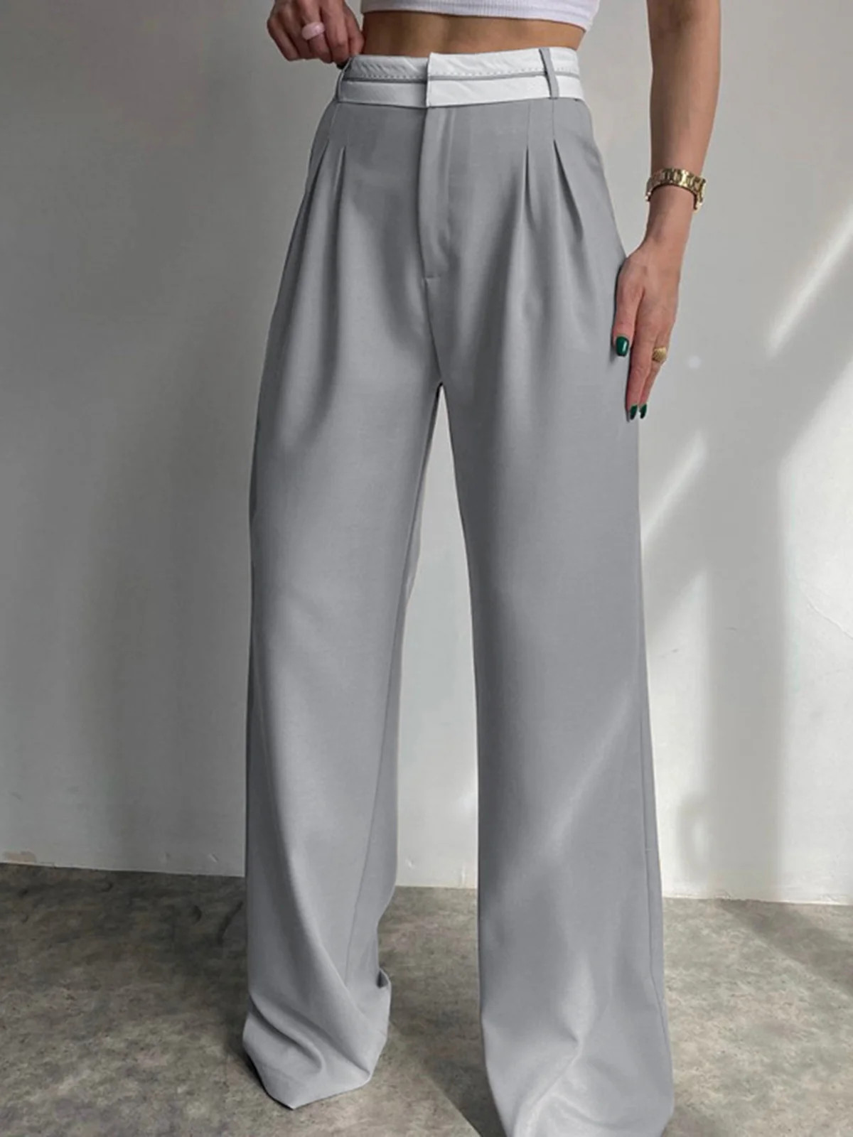 Highway Reverse Waistband Wide Leg Dress Pants | Commense