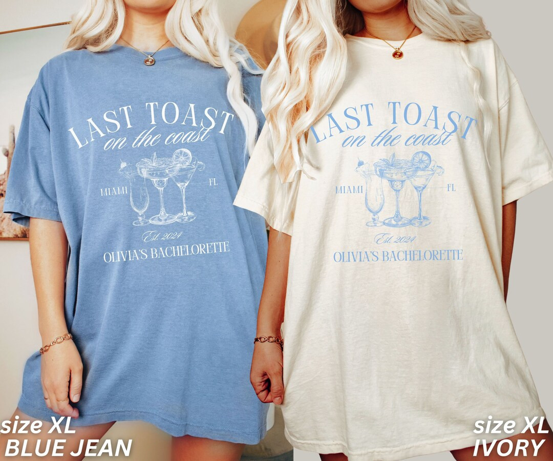 Beach Bachelorette Party Shirts, Last Toast on the Coast, Custom Bachelorette Shirts, Personalize... | Etsy (US)