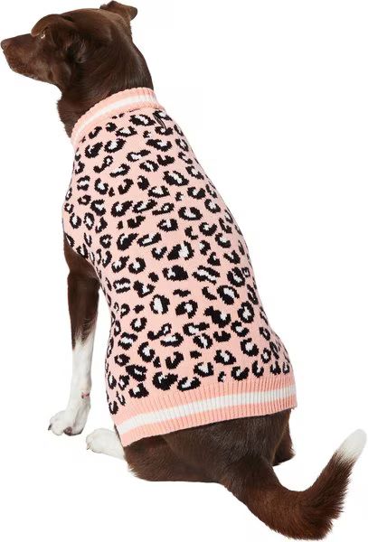 FRISCO Leopard Print Dog & Cat Sweater,  Pink, Medium - Chewy.com | Chewy.com