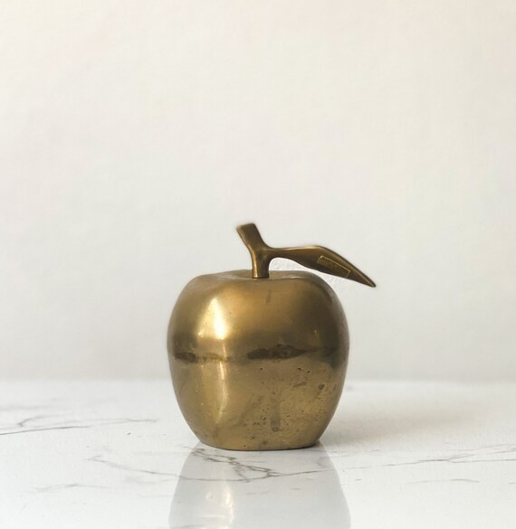 Vintage Brass Apple Figurine Apple Desk Decor Teacher Gift - Etsy | Etsy (US)