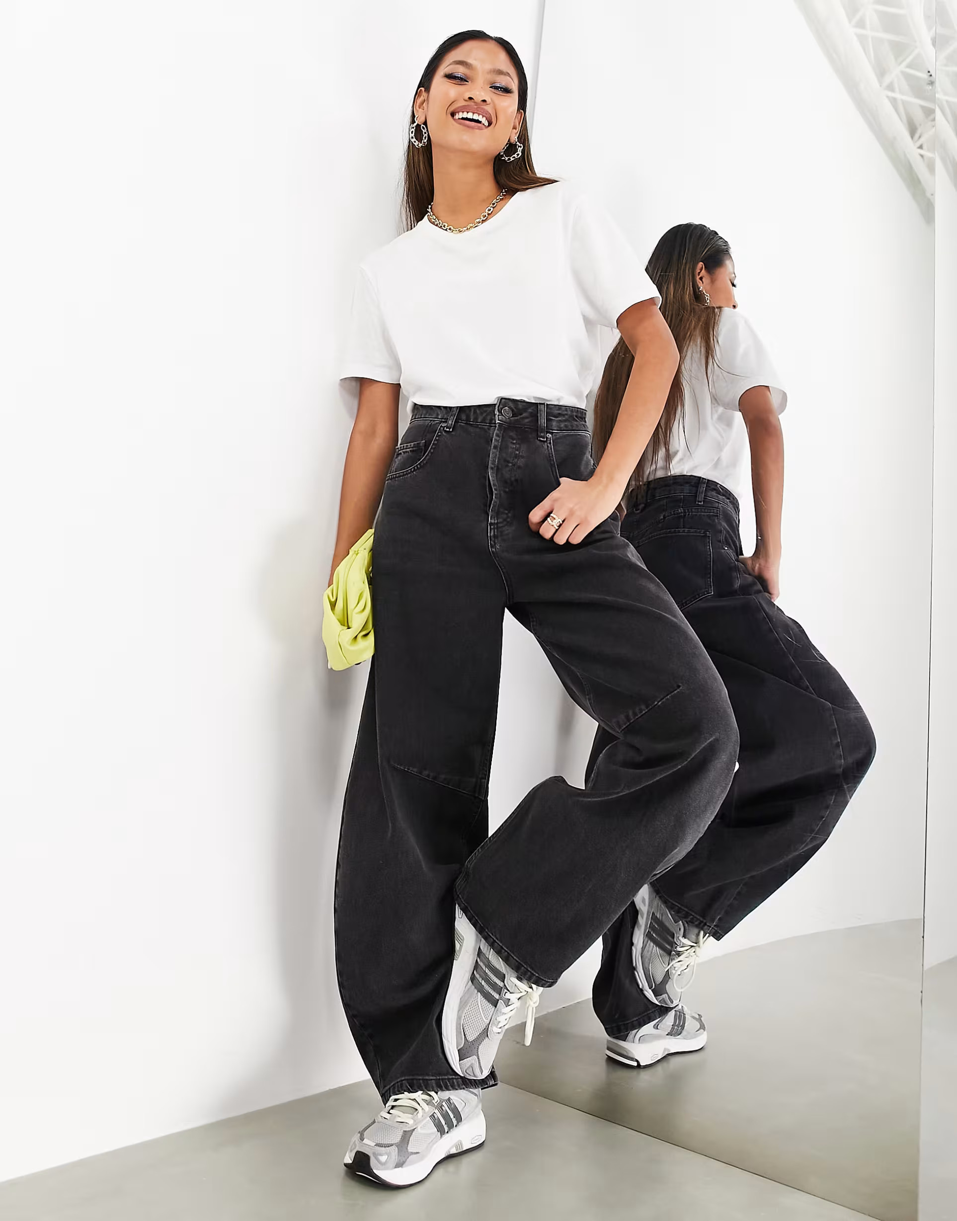 ASOS EDITION Sydney denim barrel leg high waist jean in washed black | ASOS (Global)