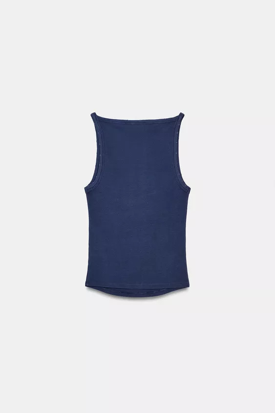 WASHED EFFECT RIB HALTER TOP | Zara Canada