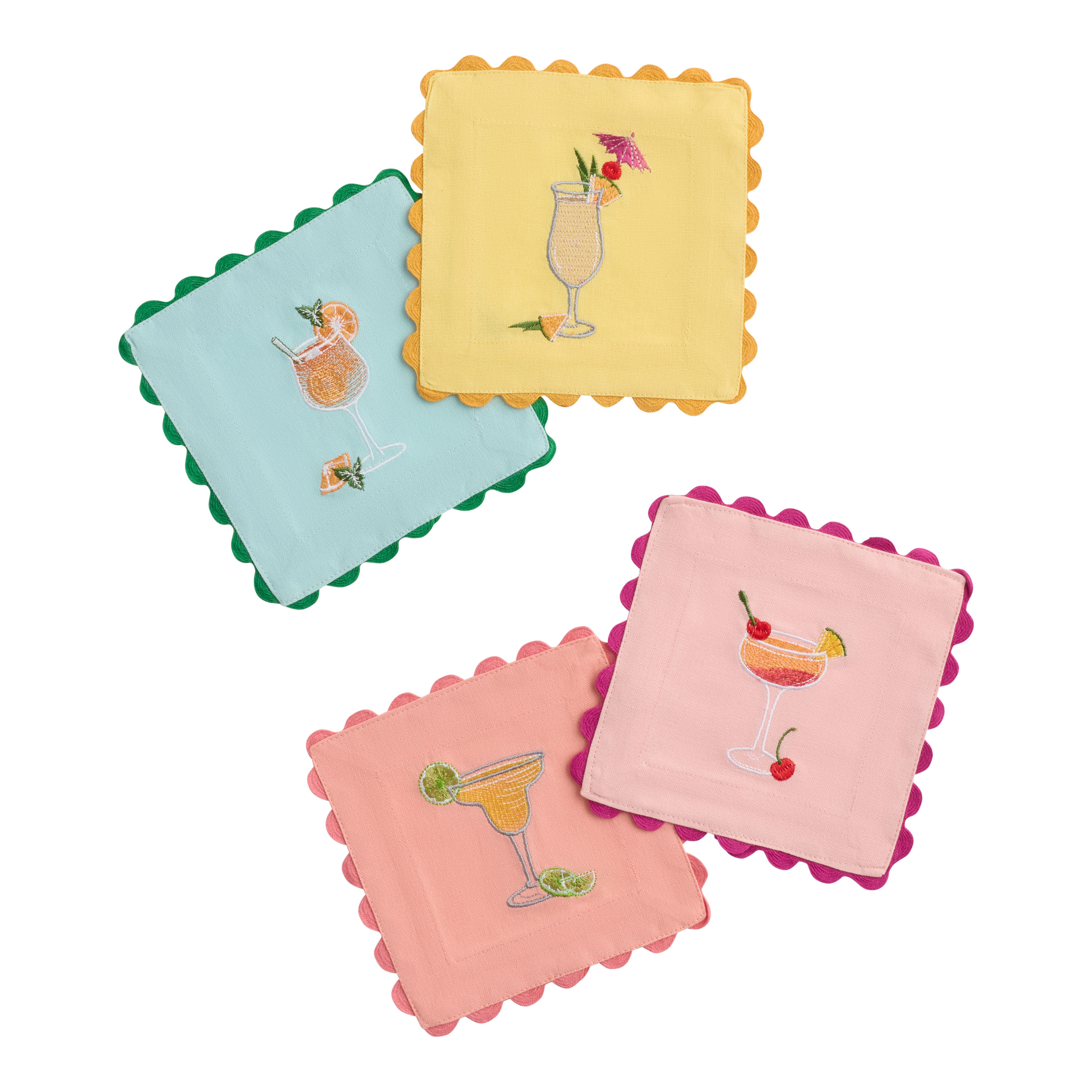 Tropical Drink Rickrack Embroidered Cocktail Napkins 4 Pack | World Market