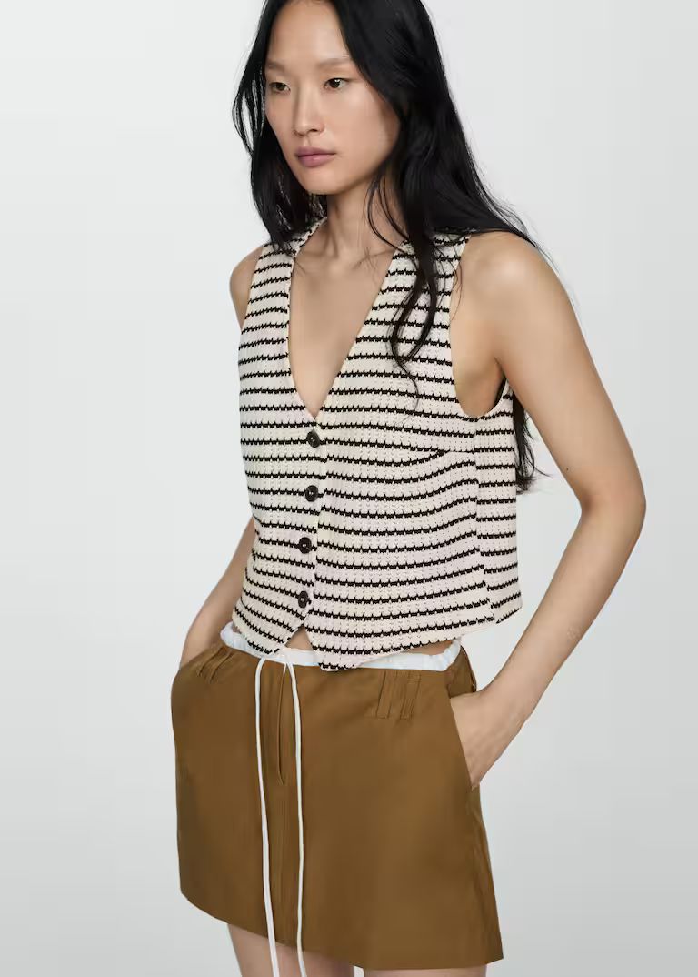 Crochet striped top -  Women | Mango USA | MANGO (US)