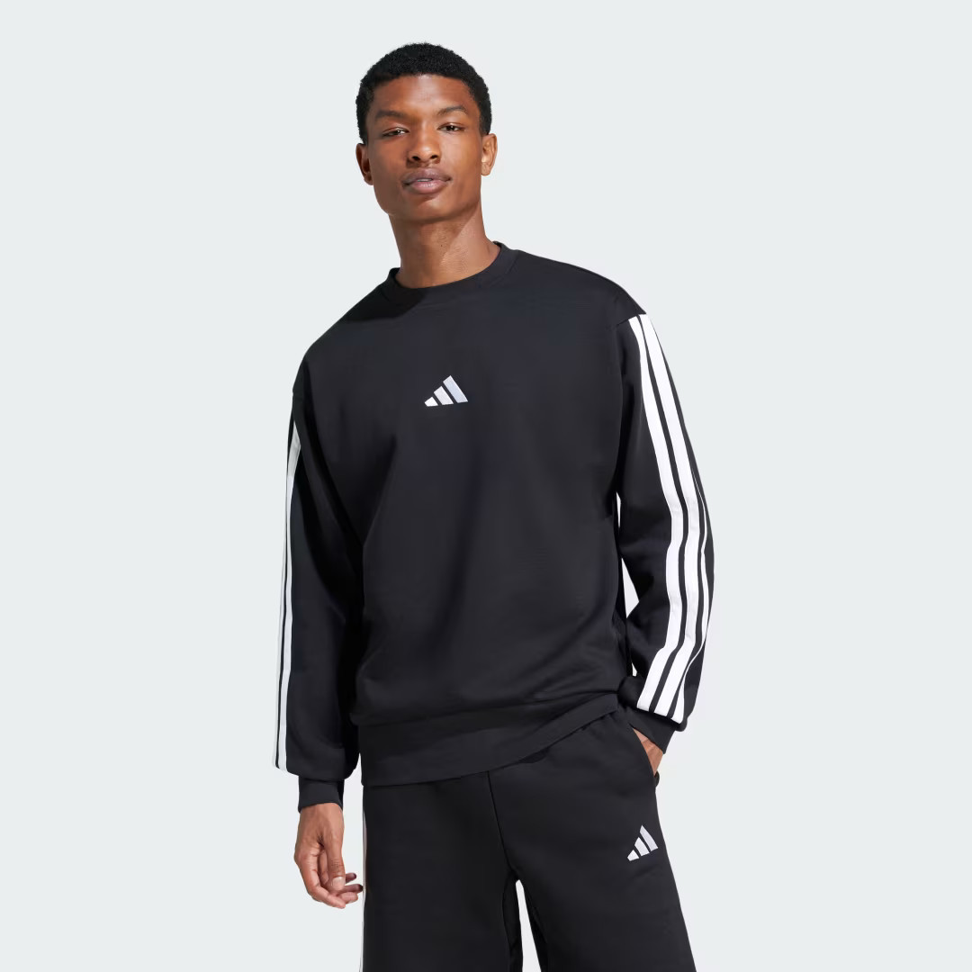 adidas Essentials 3-Stripes Fleece Sweatshirt Black XL Mens | adidas (US)