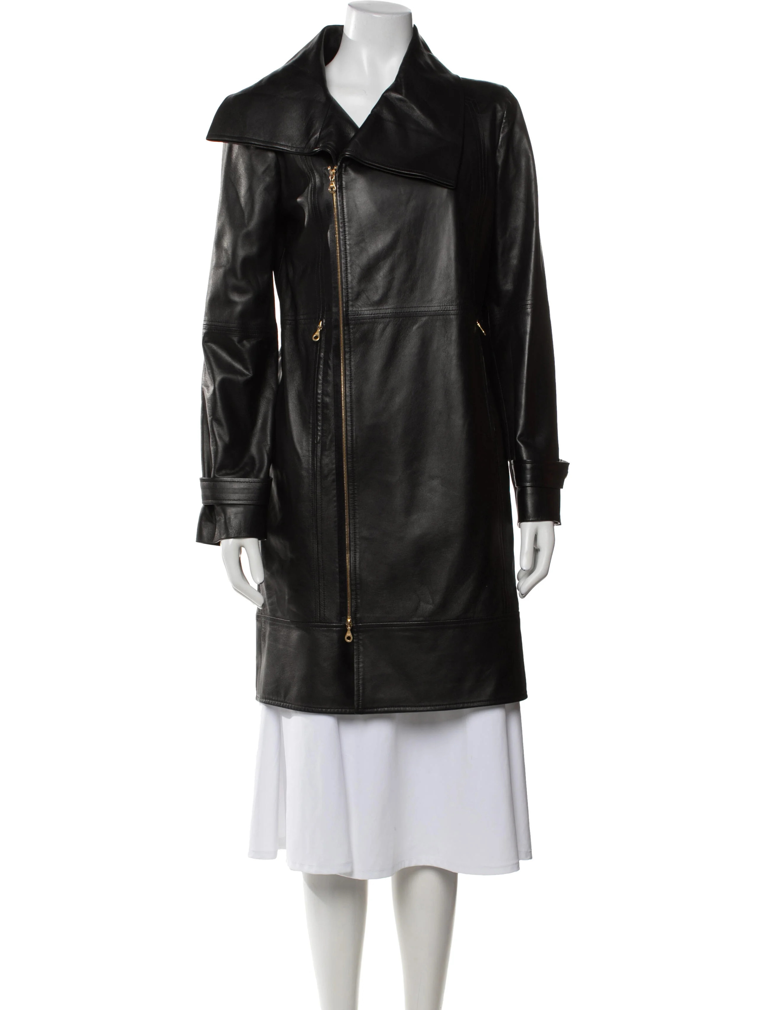 Oscar de la Renta Leather Coat | The RealReal