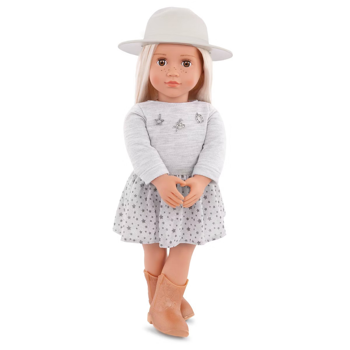 Our Generation Abigale 18'' Fashion Doll Brim Hat & Country Outfit with Sweater Charms | Target