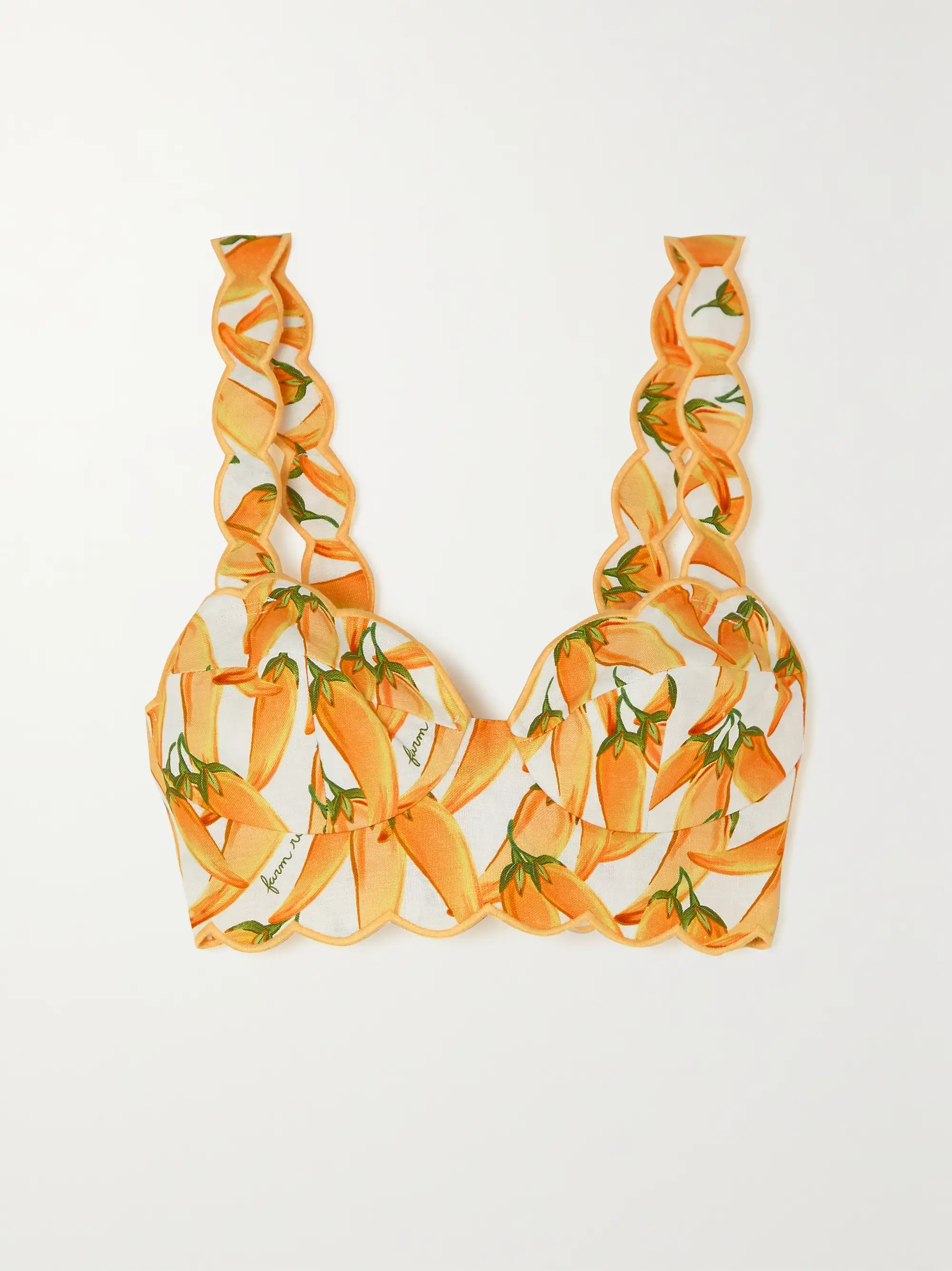 Scalloped printed linen bralette | NET-A-PORTER (UK & EU)