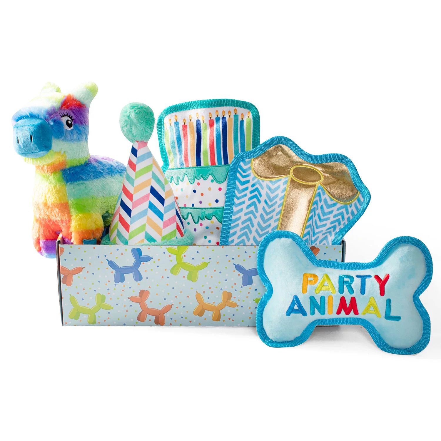 Party Animal Birthday Box Dog Toy Bundle, 5-Piece Set (Blue) | Sam's Club