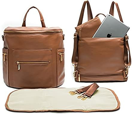 Leather Diaper Bag Backpack by Miss Fong, Baby Bag,Backpack Diaper Bag with Changing Pad,Wipes Po... | Amazon (US)