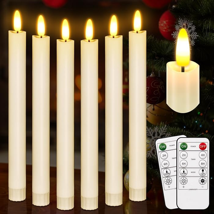 Flameless Taper Candles , Led Flickering Flameless Candlesticks (Ivory) | Amazon (US)