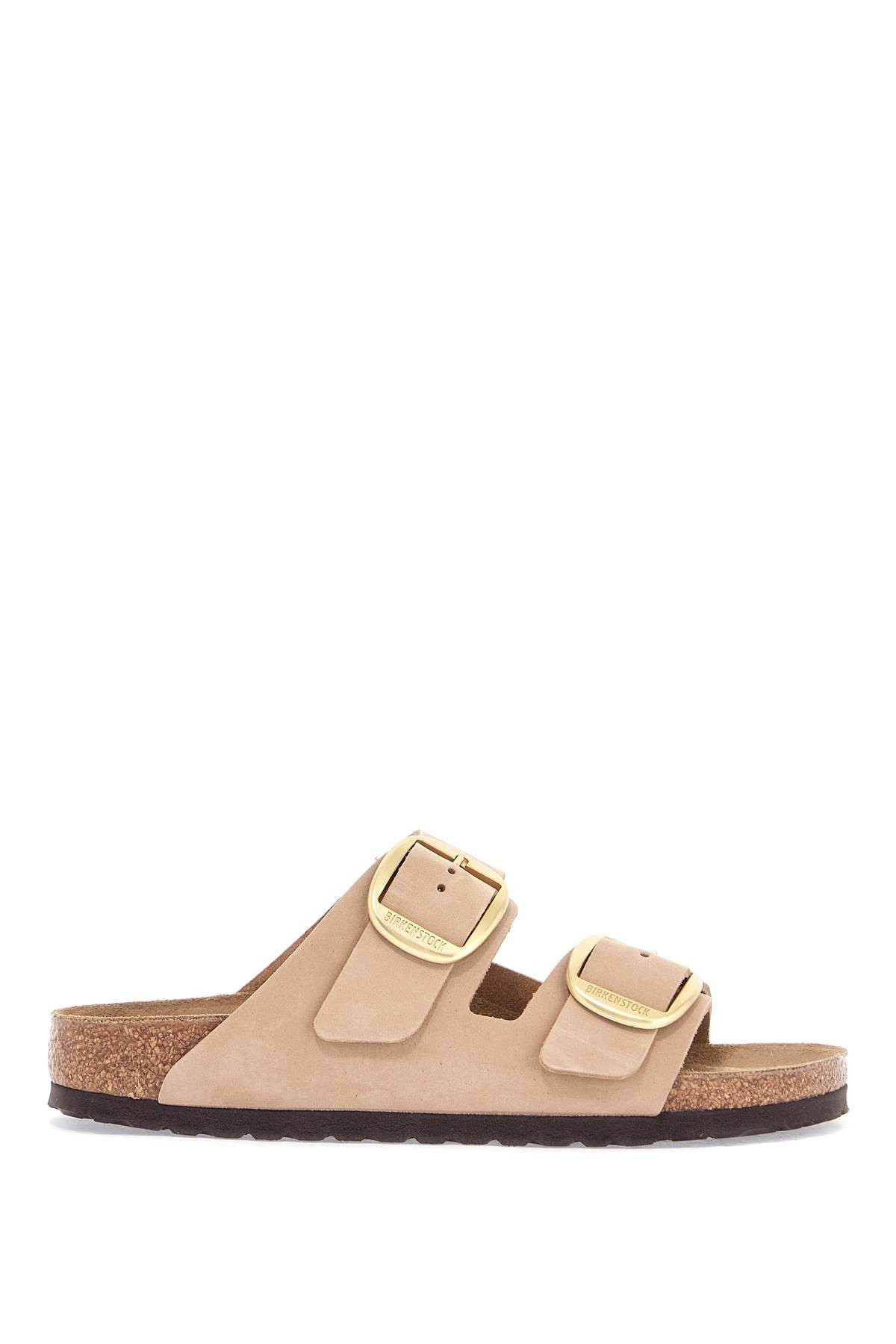 BIRKENSTOCK nubuck leather sandals sandcastle with golden buckles | Residenza725 US
